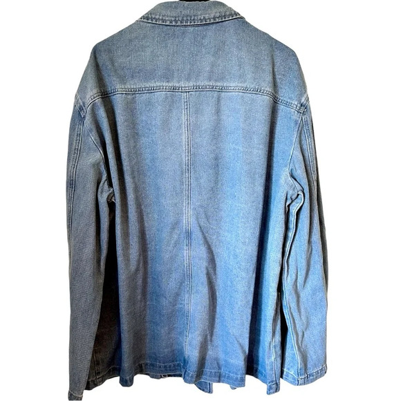 NWOT Women’s Jeans Jacket V Neck Notched Collar Button Front Pockets - Picture 2 of 5